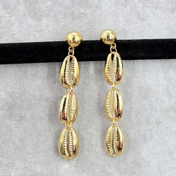 Gold Shell Drop Dangle Stud Long Beach Boho Earrings Fashion Jewelry JB2-37 - Picture 1 of 4